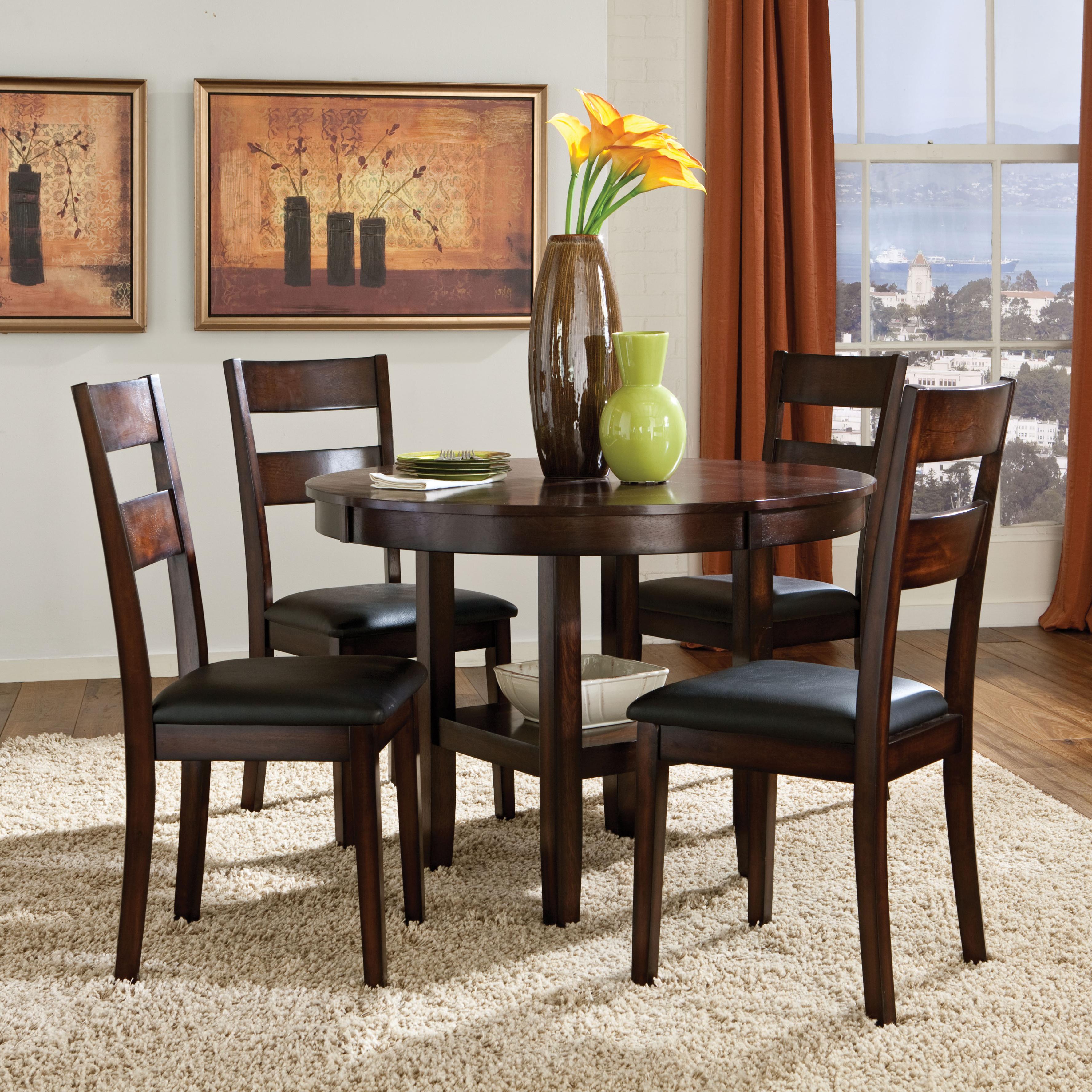 Standard Furniture Pendwood 10022 5 Piece Round Table & Dining Side